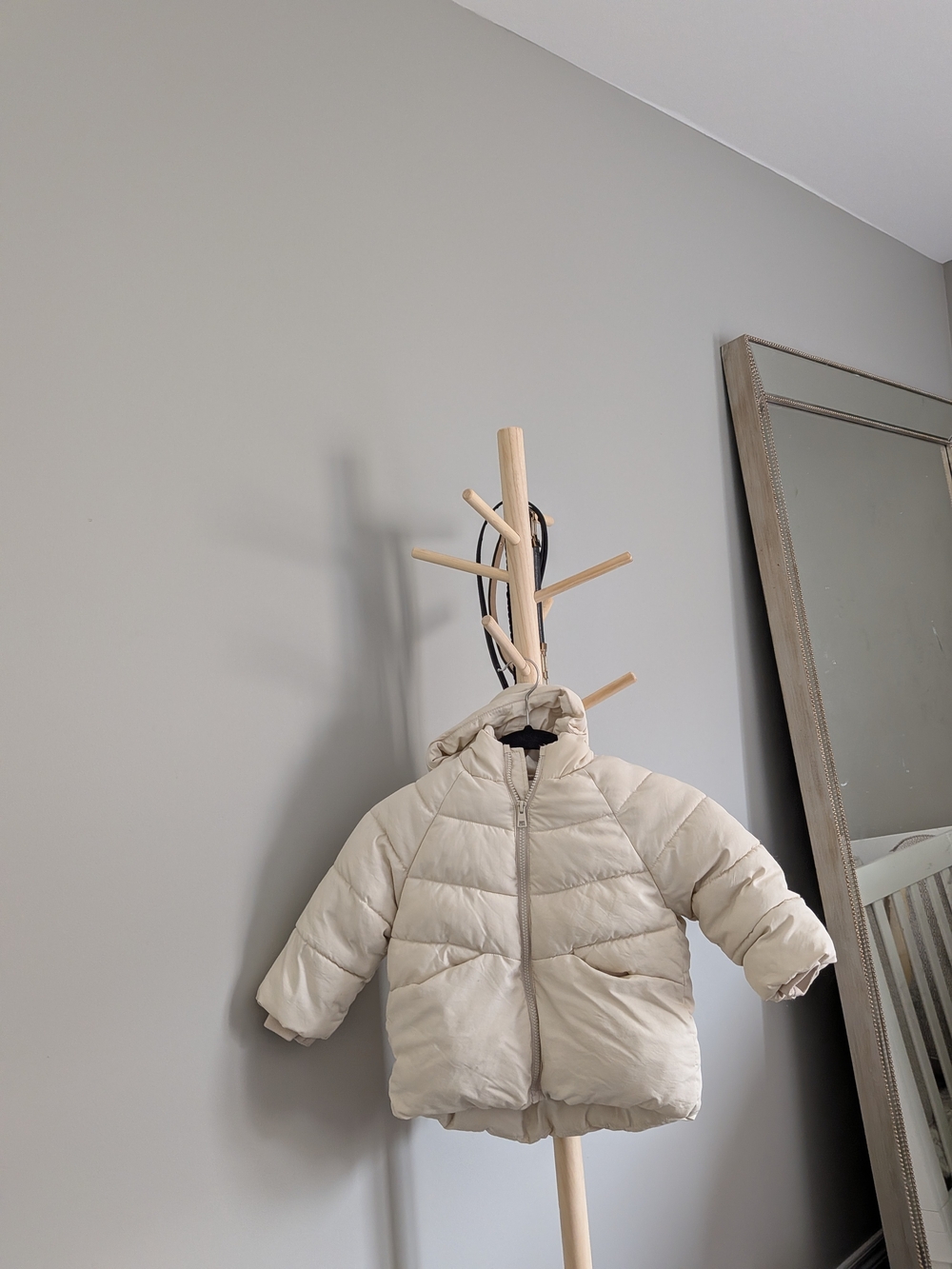 Unisex Kids Cream Puffer Jacket with Hood